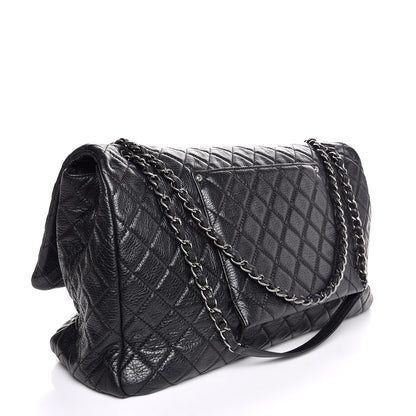 Chanel Calfskin Quilted XXL Travel Flap Bag Black 3 of 7