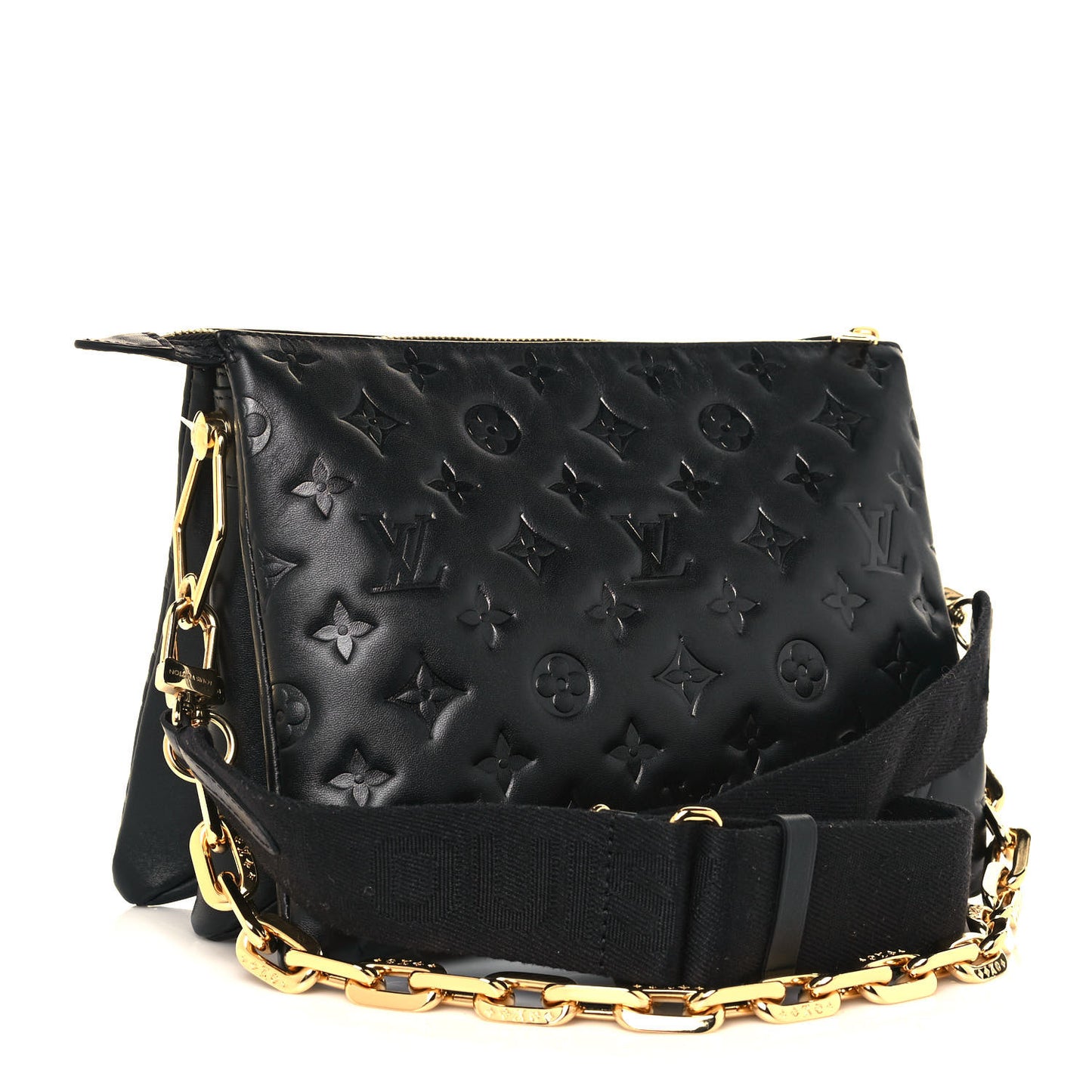 Lambskin Embossed Monogram Coussin PM Black