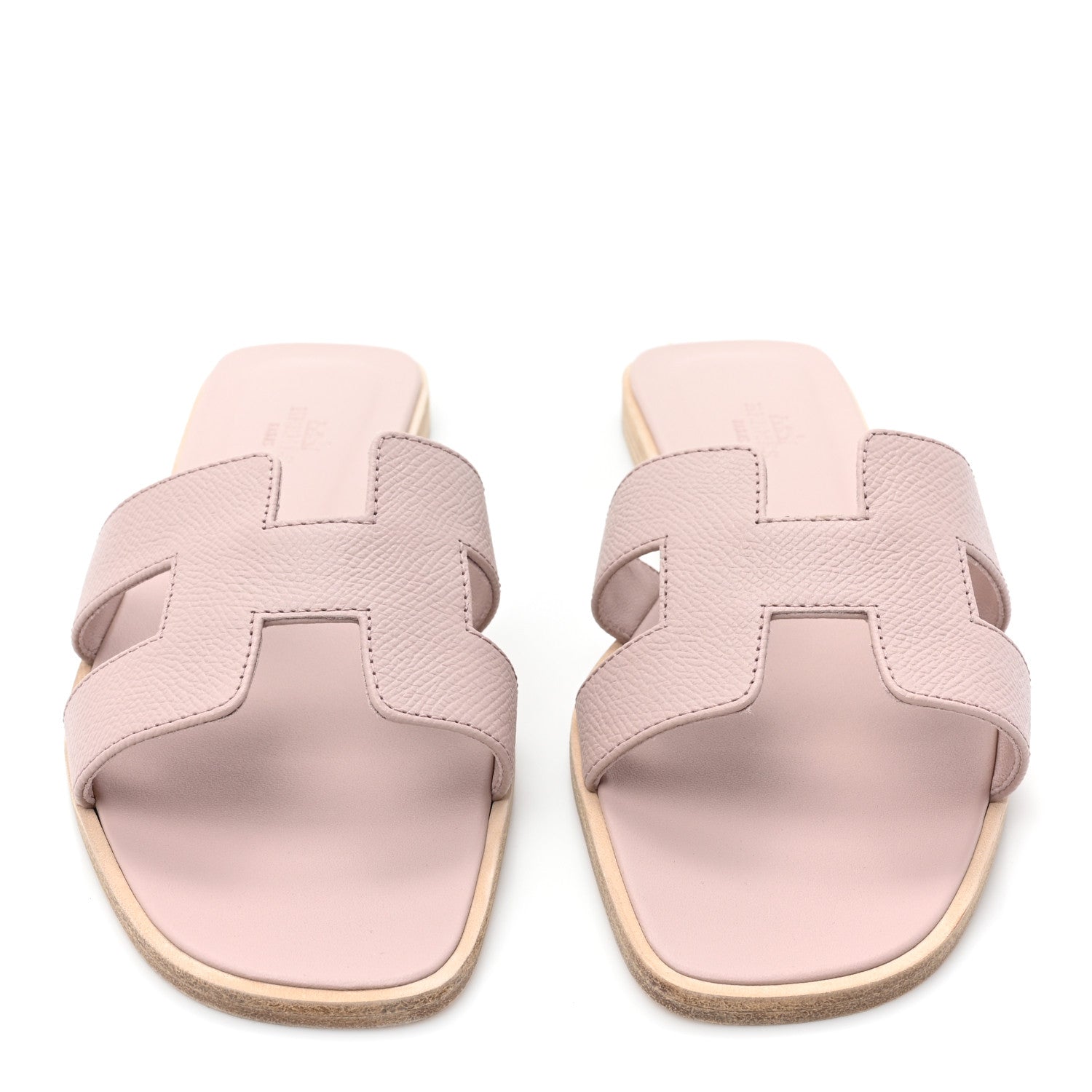 Hermes Epsom Oran Sandals 38.5 Rose Porcelaine 2 of 9
