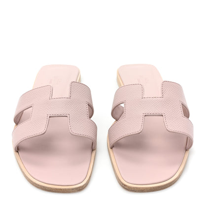 Hermes Epsom Oran Sandals 38.5 Rose Porcelaine 2 of 9