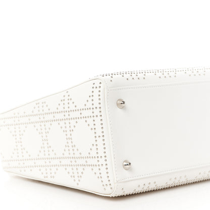 Christian Dior Lambskin Studded Cannage Medium Lady Dior White 9 of 10
