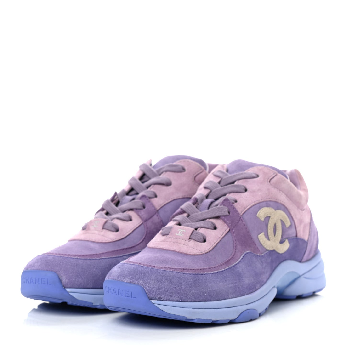 Nylon Lambskin Suede Calfskin CC Sneakers 40 Purple