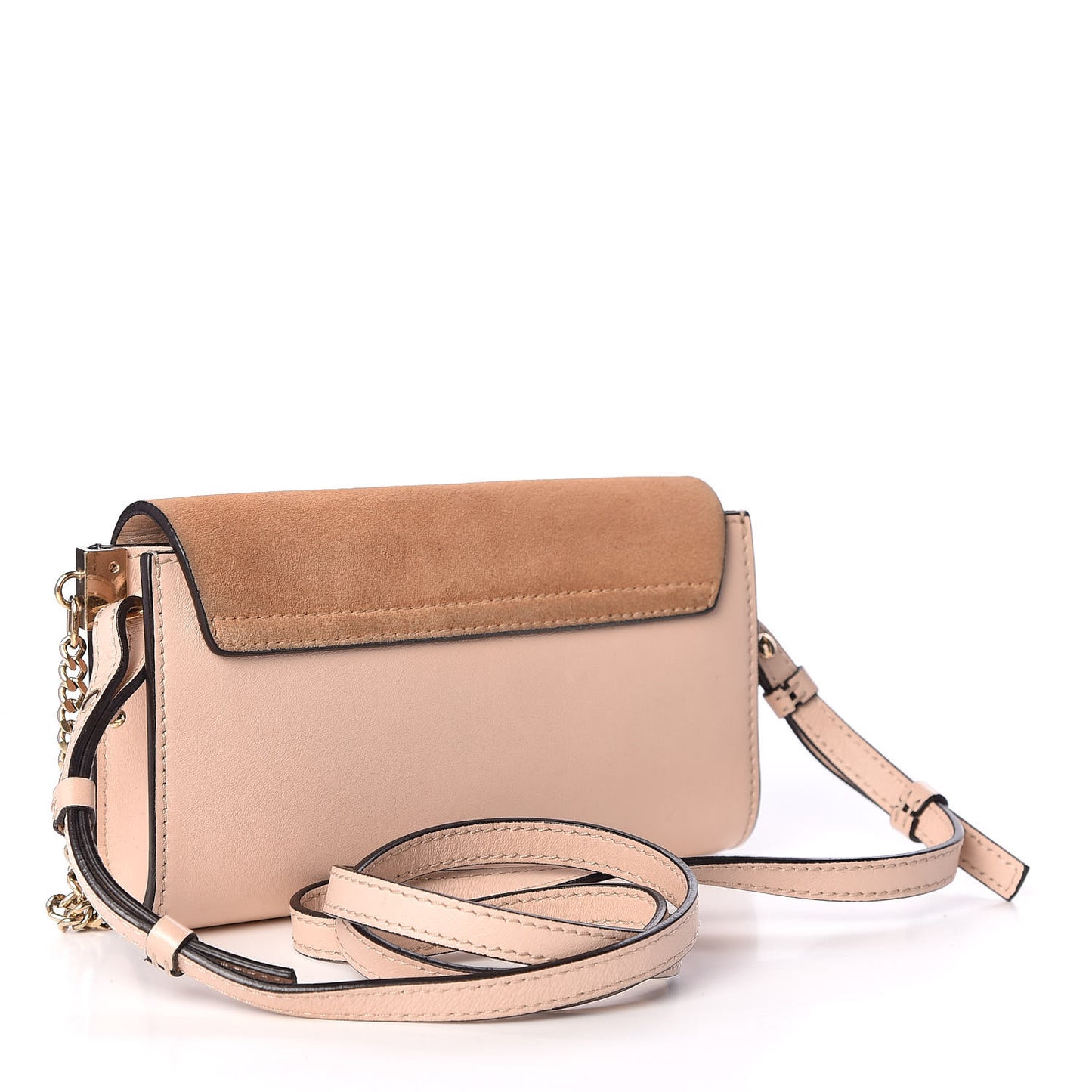 Suede Calfskin Mini Faye Shoulder Bag Cement Pink