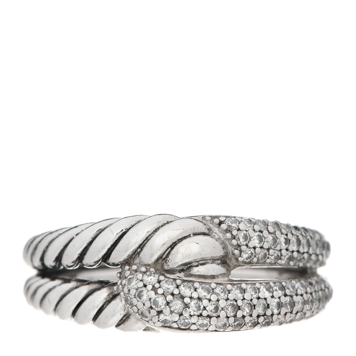 Sterling Silver Diamond Pave Single Loop Labyrinth Ring 54 6.75