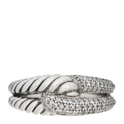 David Yurman Sterling Silver Diamond Pave Single Loop Labyrinth Ring 54 6.75 1 of 4