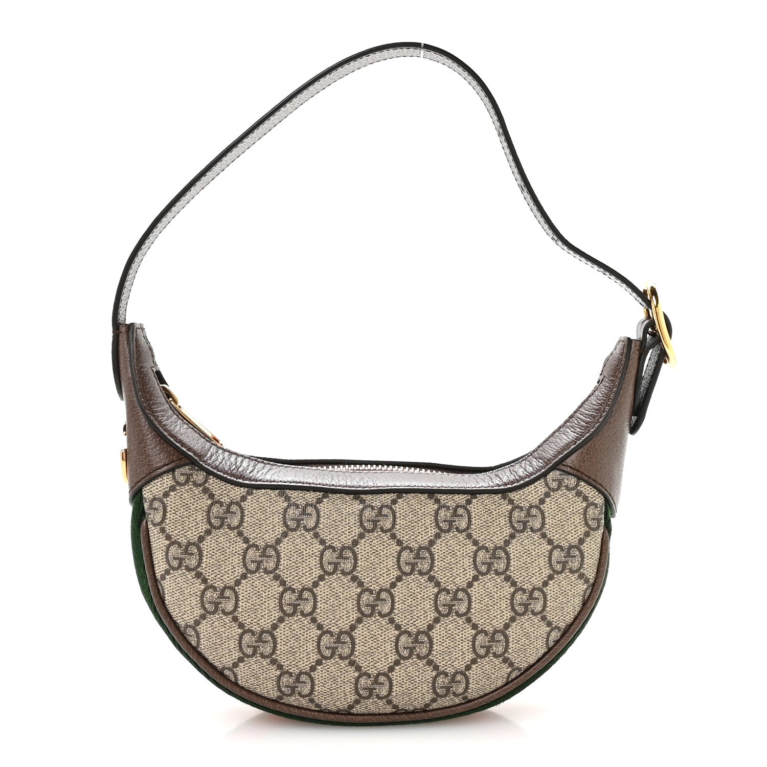 Gucci GG Supreme Monogram Textured Calfskin Web Mini Ophidia Half Moon Hobo Beige Ebony New Acero 1 of 21