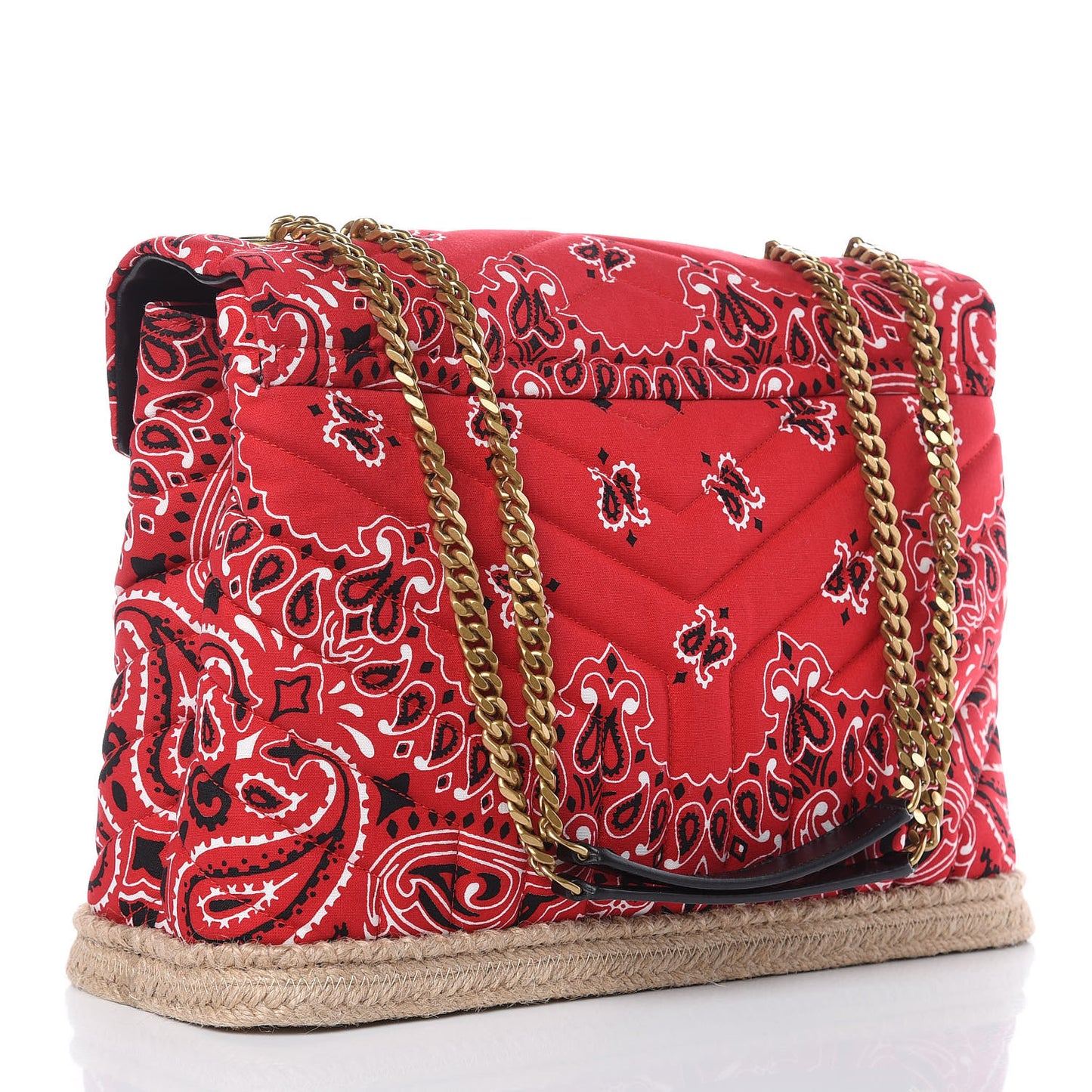 Canvas Bandana Medium Loulou Chain Satchel Red