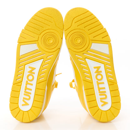 Louis Vuitton Calfskin Embossed Monogram Mens LV Trainer Sneakers 8.5 Yellow White 5 of 10