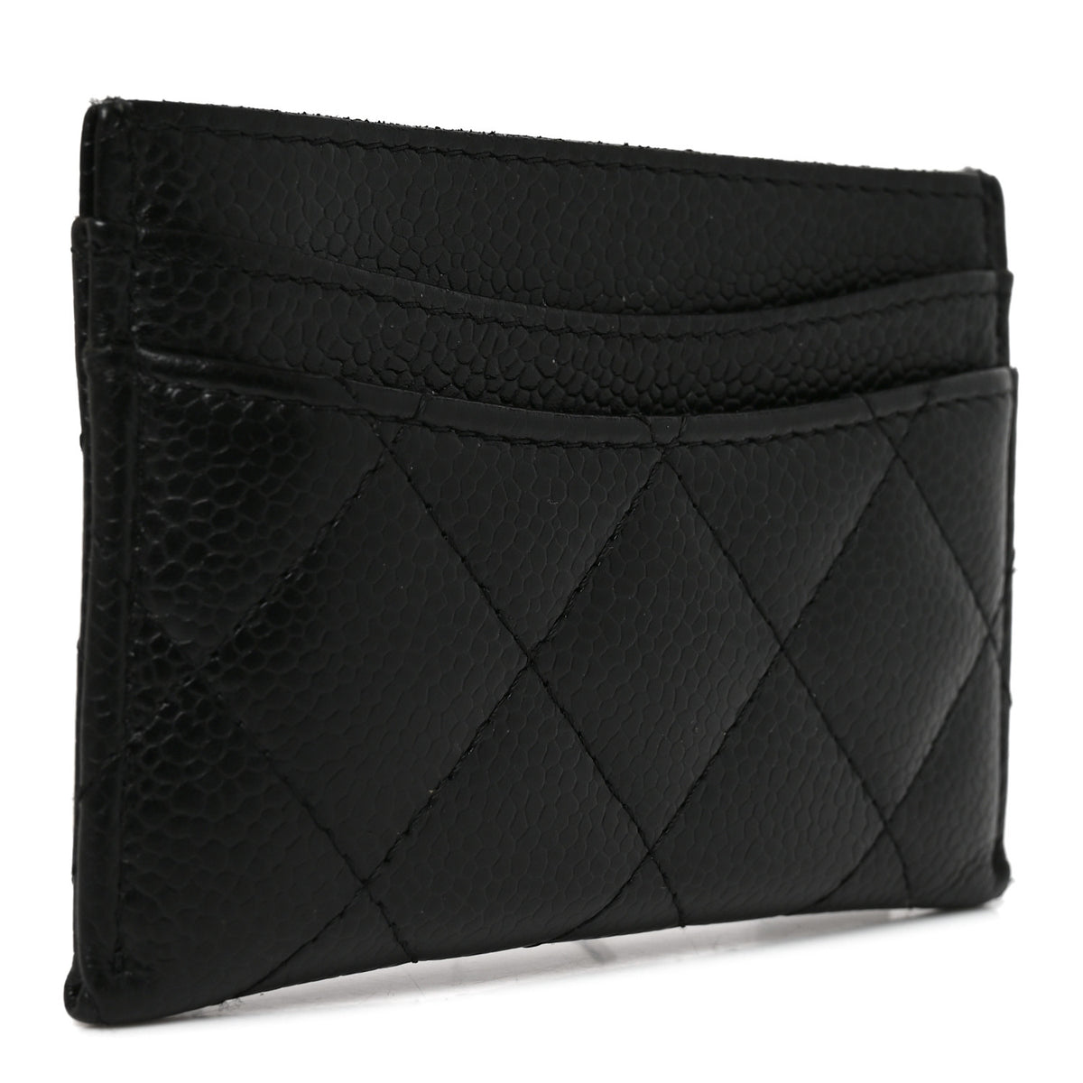 Caviar Quilted Card Holder Black