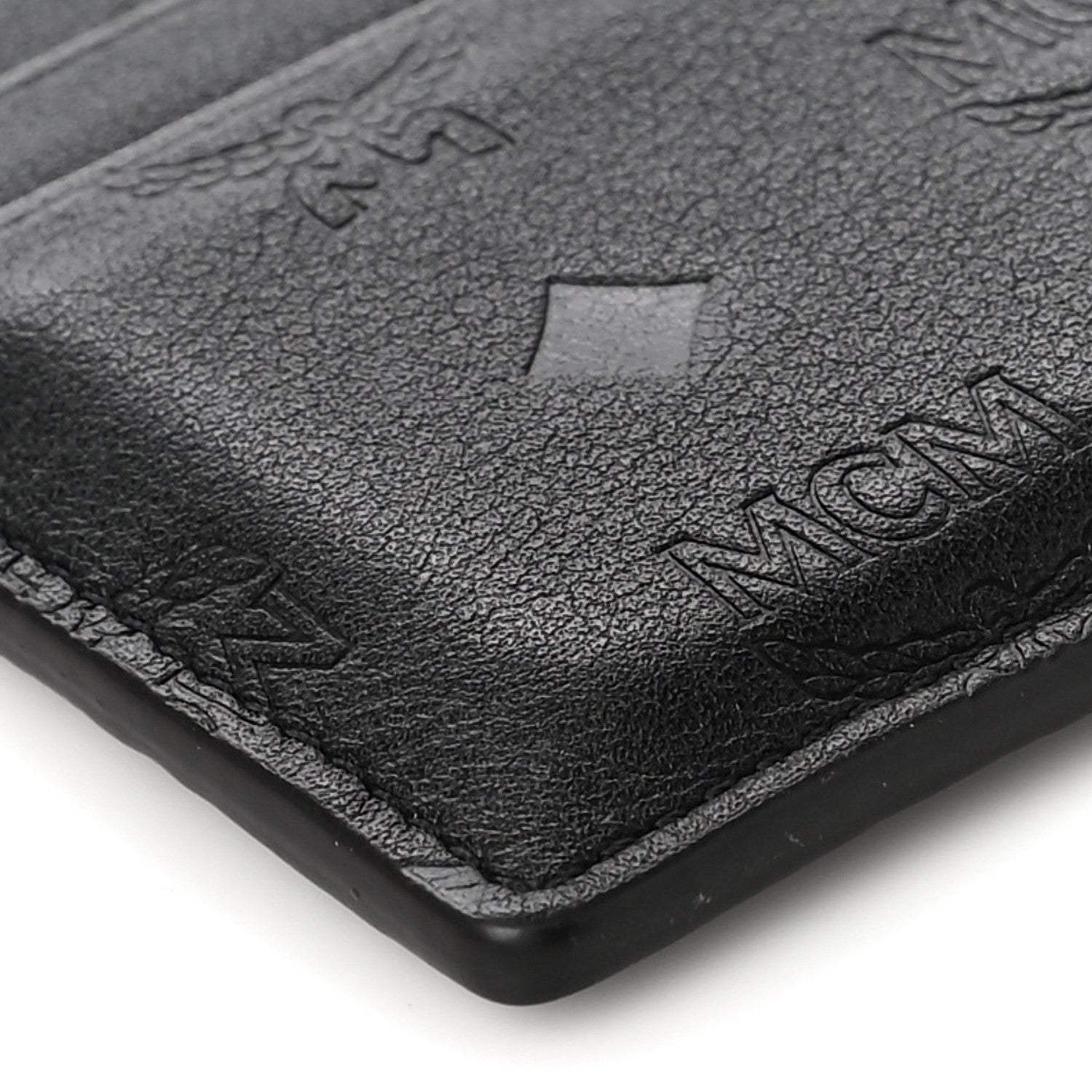 MCM Calfskin Ottomar Monogram Mini Card Case Black 8 of 9
