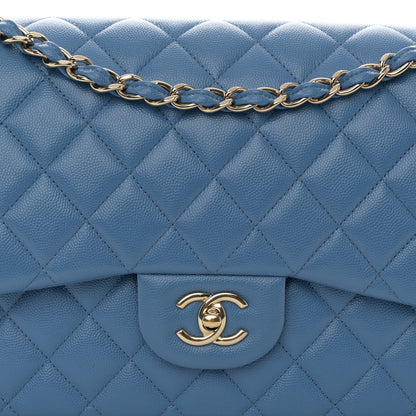 Chanel Caviar Quilted Jumbo Double Flap Blue 8 of 11
