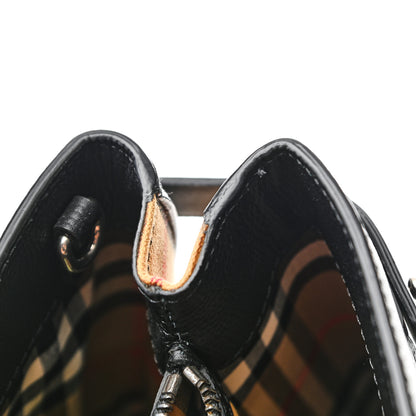 Burberry Derby Calfskin Vintage Check Medium Banner Tote Black 6 of 11