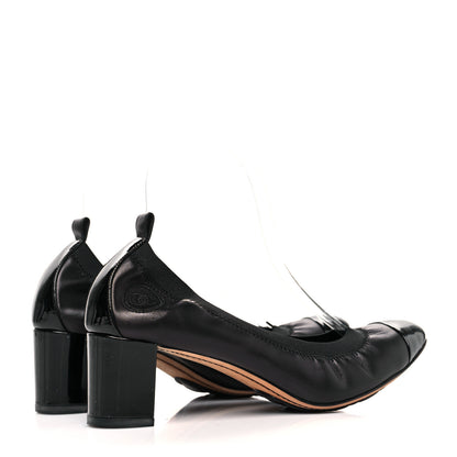 Chanel Lambskin Patent CC Elastic Stretch Pumps 39.5 Black 4 of 8