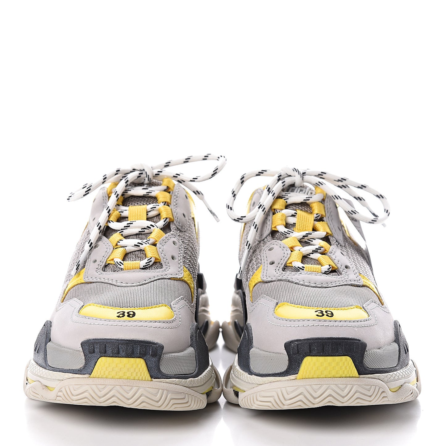 Fabric Mesh Womens Triple S Sneakers 39 Yellow Grey White
