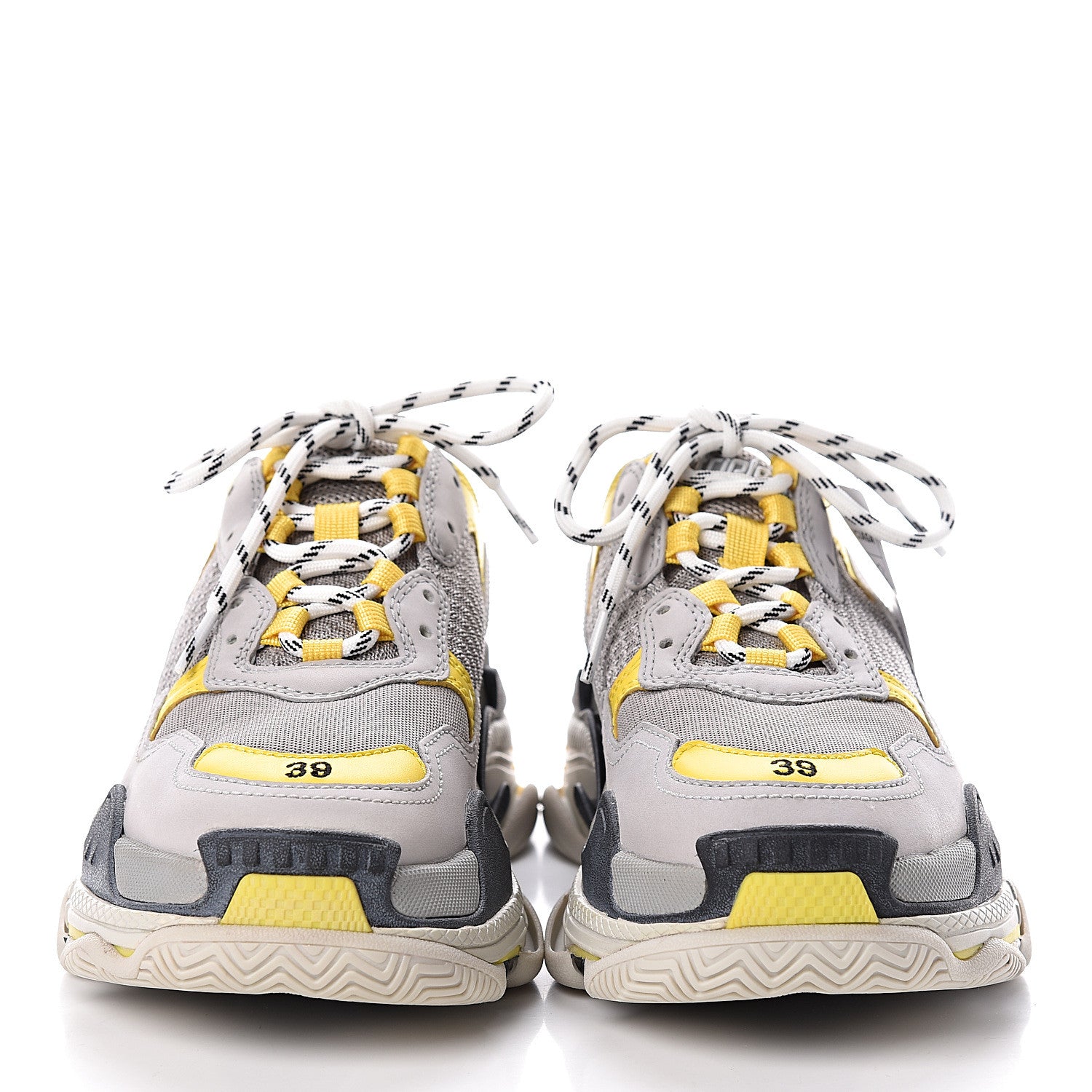 Balenciaga Fabric Mesh Womens Triple S Sneakers 39 Yellow Grey White 2 of 8