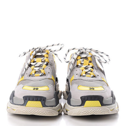 Balenciaga Fabric Mesh Womens Triple S Sneakers 39 Yellow Grey White 2 of 8
