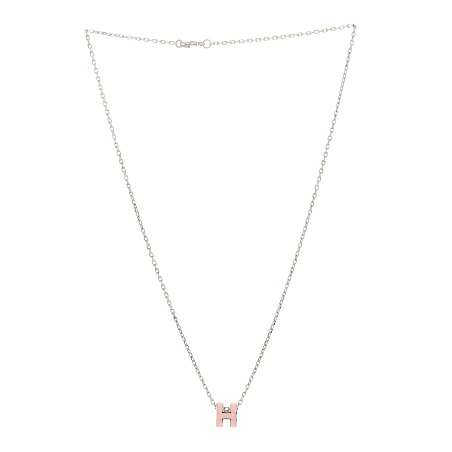 Hermes Palladium Mini Pop H Pendant Necklace Rose Dragee 2 of 4