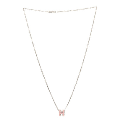 Hermes Palladium Mini Pop H Pendant Necklace Rose Dragee 2 of 4