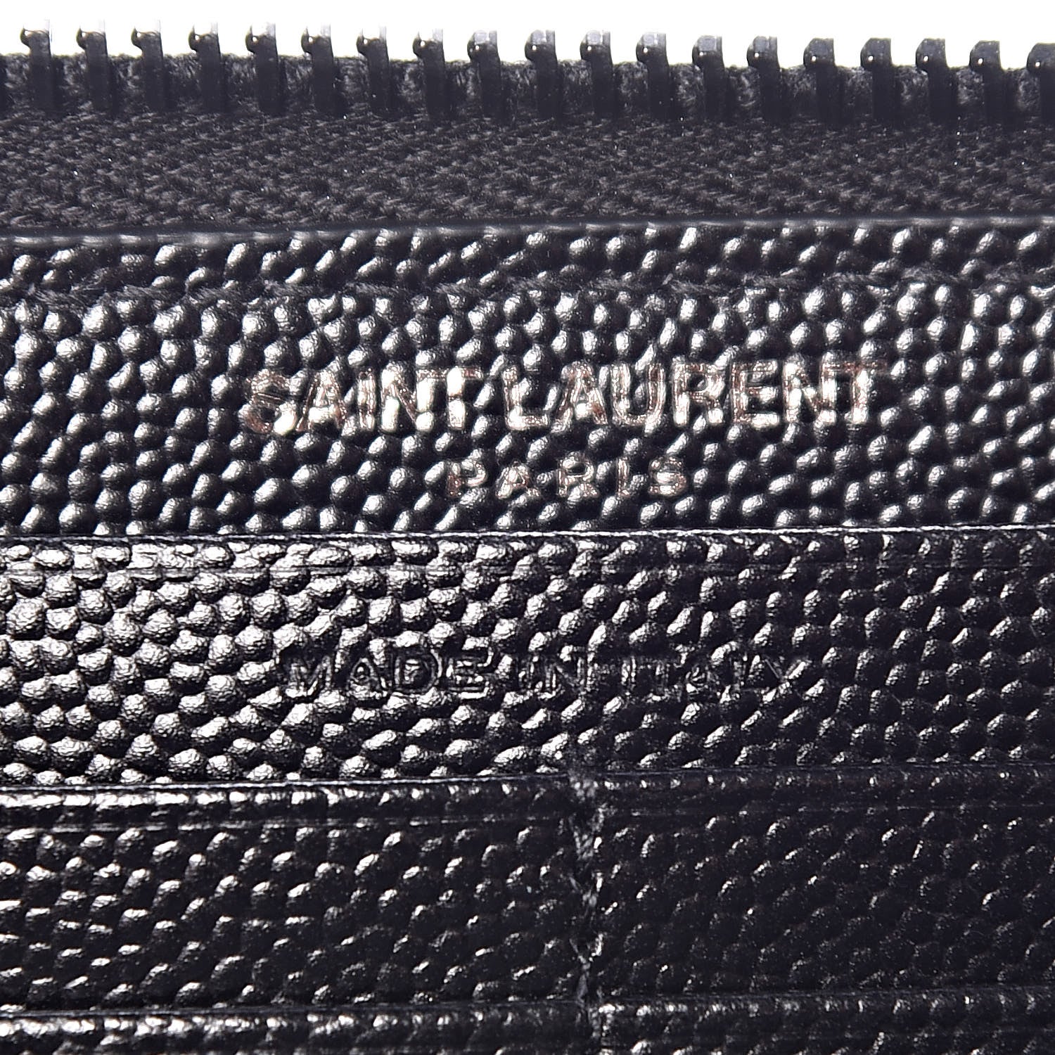 Saint Laurent Grain De Poudre Matelasse Chevron Monogram Zip Around Wallet Black Dove White 6 of 9