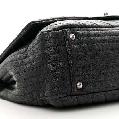 Chanel Calfskin Chevron Quilted XXL Travel Flap Bag Black 9 of 14