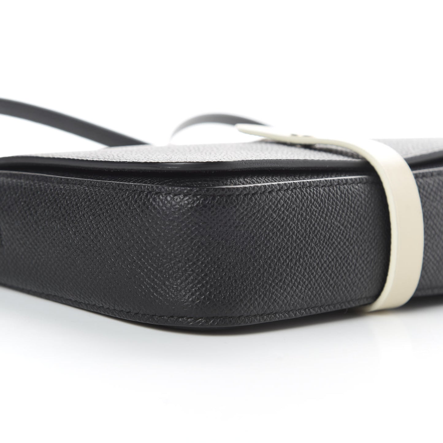 Grained Calfskin Strap Clutch Black