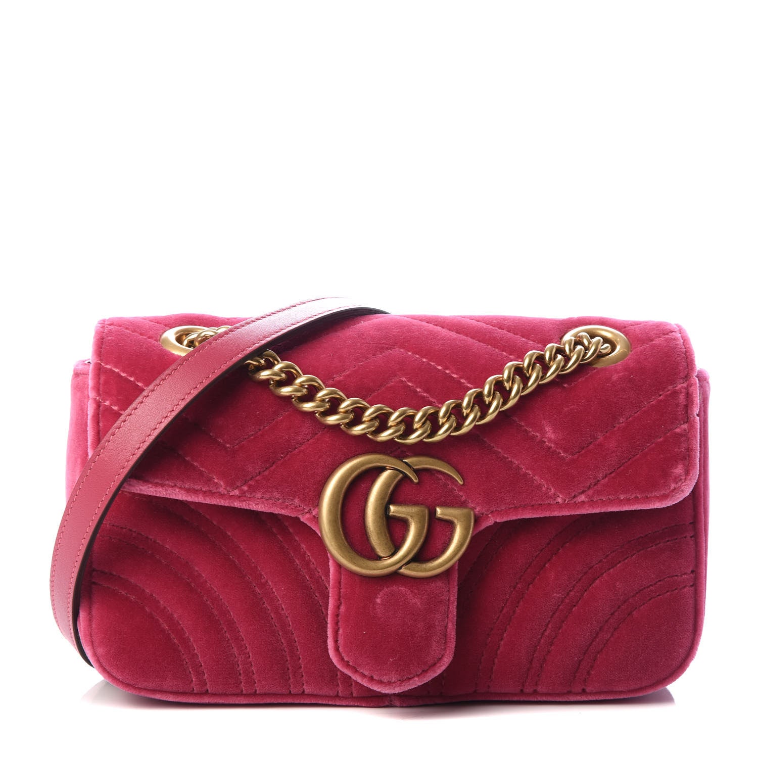 Gucci Velvet Matelasse Mini GG Marmont Shoulder Bag Light Raspberry Rose 1 of 9