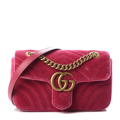 Gucci Velvet Matelasse Mini GG Marmont Shoulder Bag Light Raspberry Rose 1 of 9