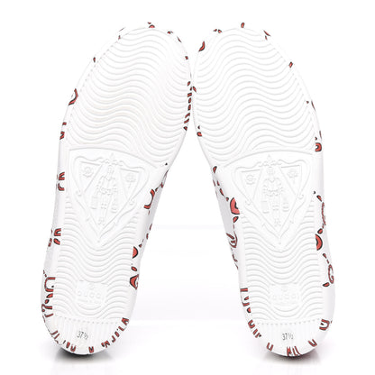 Gucci Calfskin GucciGhost Print Womens Ace Sneakers 37.5 White Hibiscus Red 5 of 10