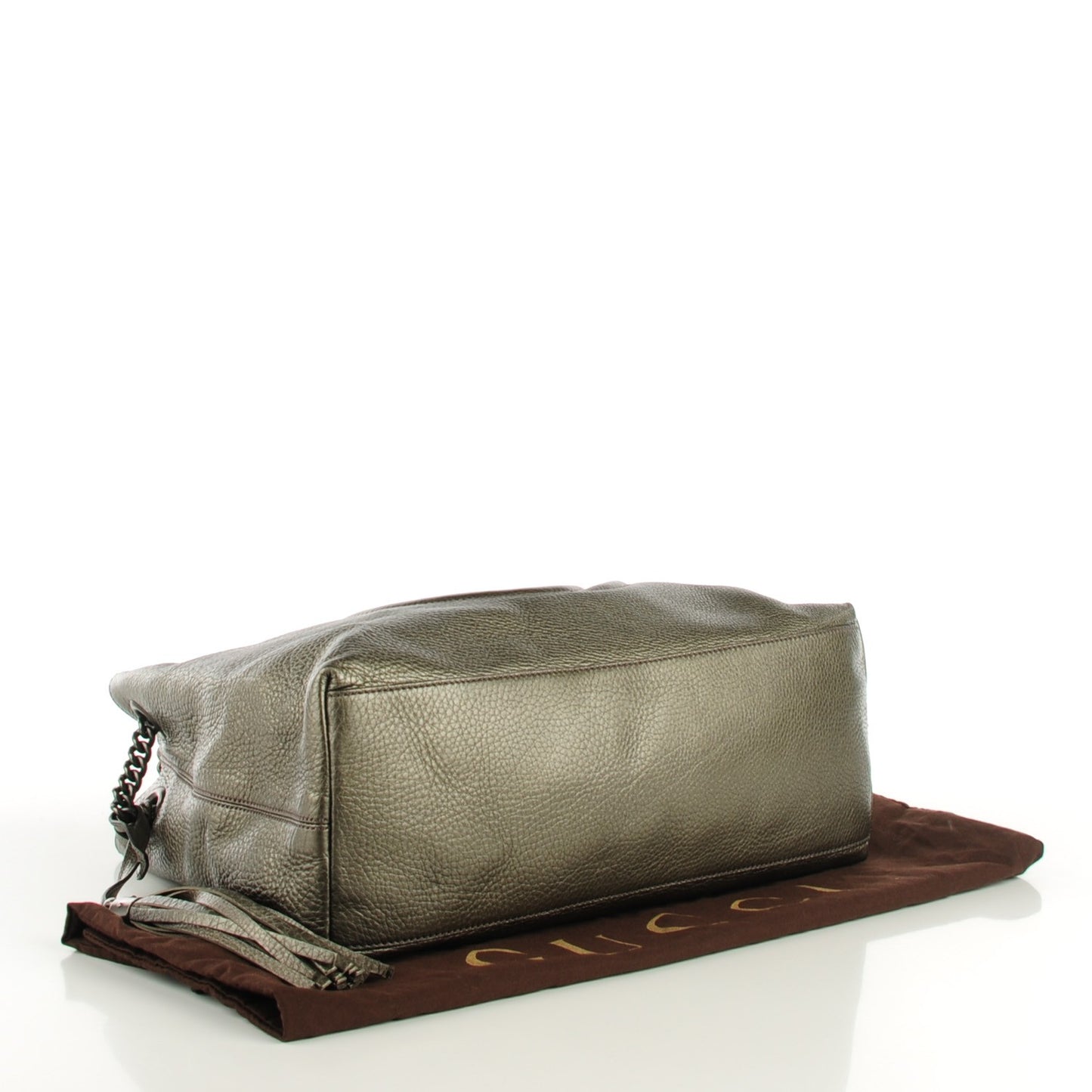 Metallic Pebbled Calfskin Medium Soho Chain Shoulder Bag Sasso
