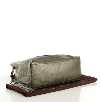Gucci Metallic Pebbled Calfskin Medium Soho Chain Shoulder Bag Sasso 4 of 7