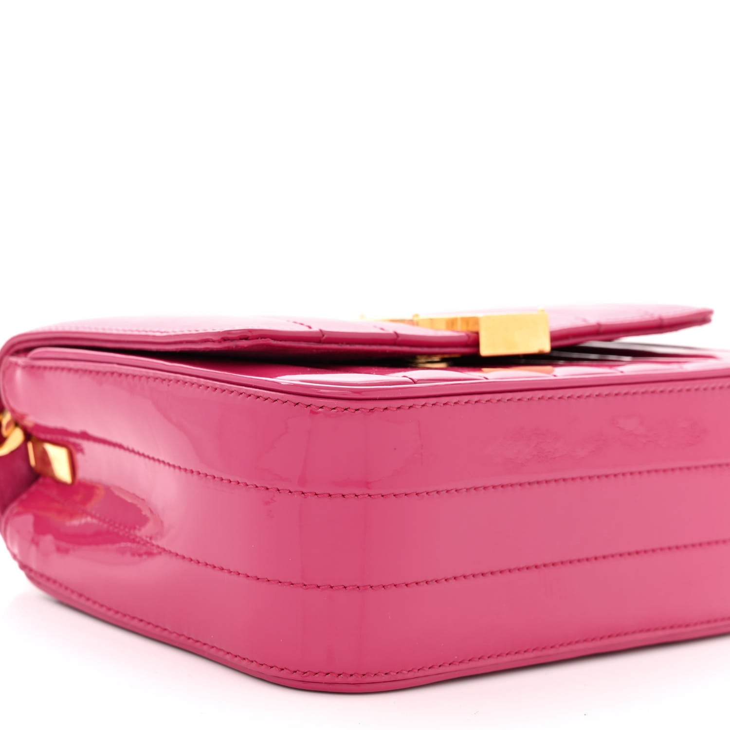 Saint Laurent Patent Calfskin Matelasse Monogram Small Vicky Chain Bag Bubblegum 9 of 10