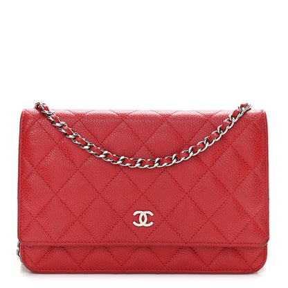Chanel Caviar Quilted Wallet On Chain WOC Red 1 of 16
