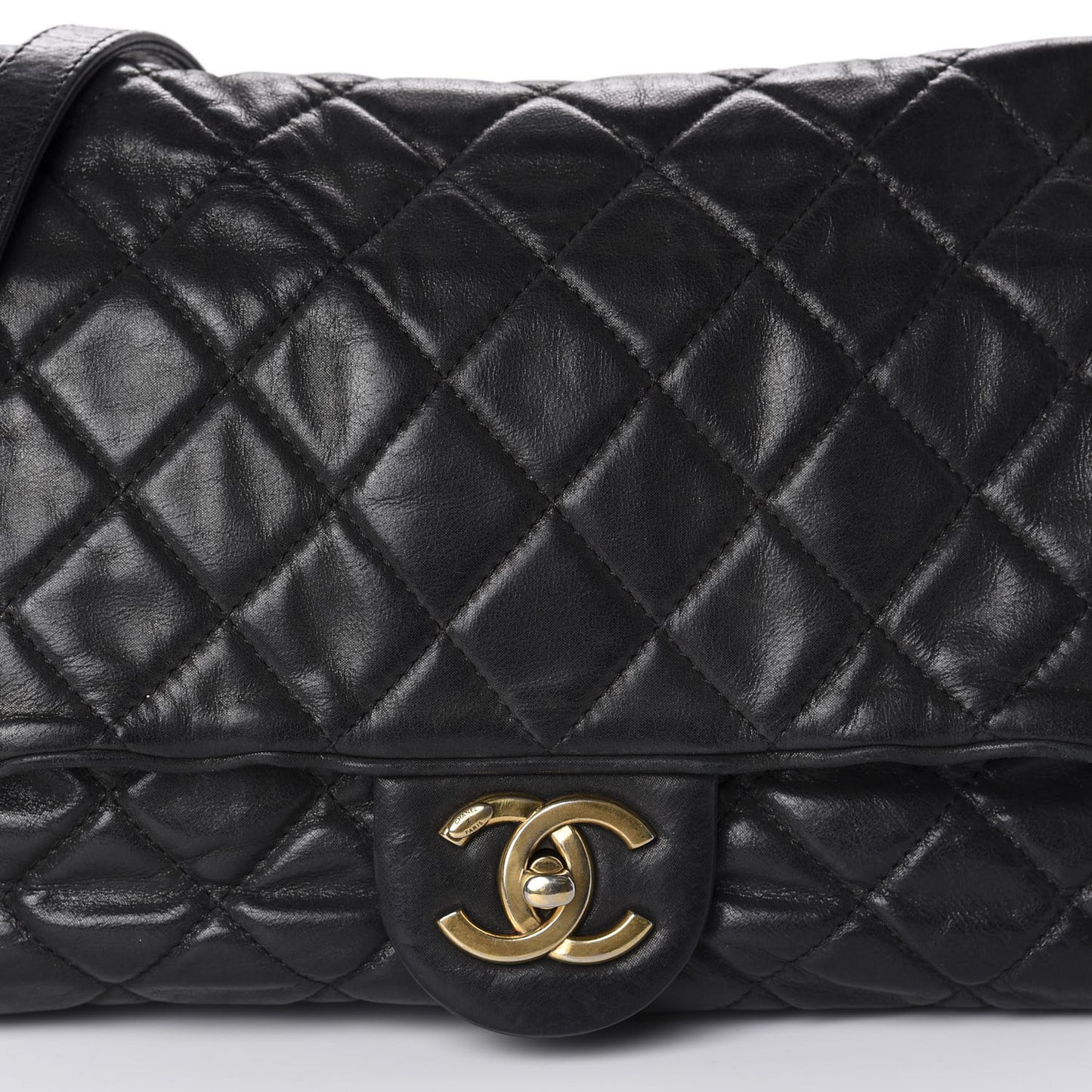 Iridescent Calfskin Quilted Maxi Shiva Flap Black