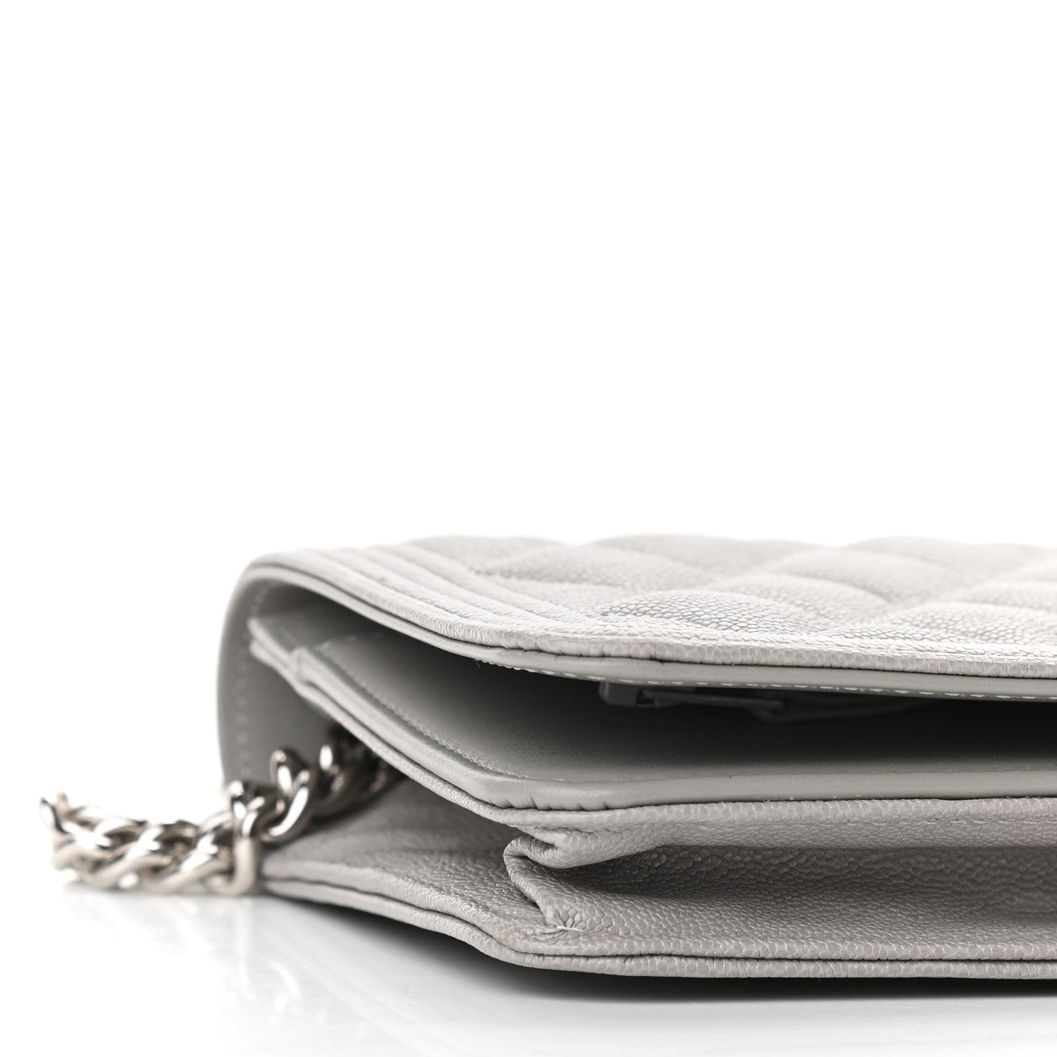 Chanel Caviar Quilted Boy Wallet On Chain WOC Grey 9 of 10