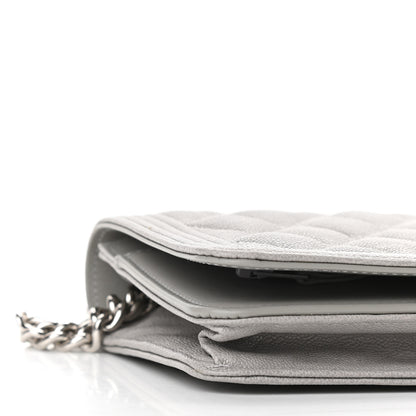 Chanel Caviar Quilted Boy Wallet On Chain WOC Grey 9 of 10