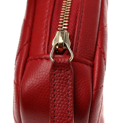 Chanel Caviar Quilted Small Curvy Pouch Cosmetic Case Red 9 of 12