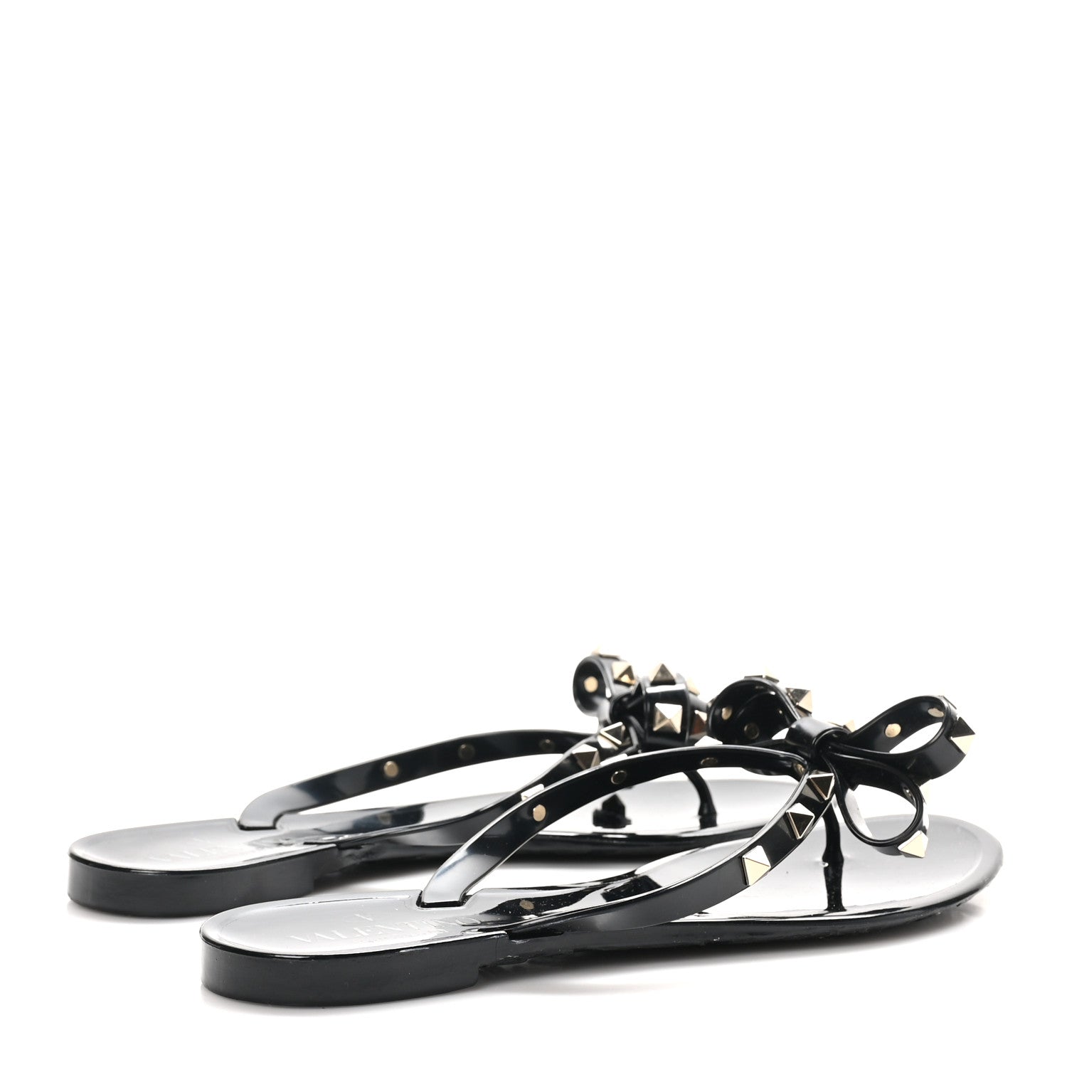Valentino Garavani PVC Jelly Rockstud Bow Thong Sandals 38 Black 5 of 9