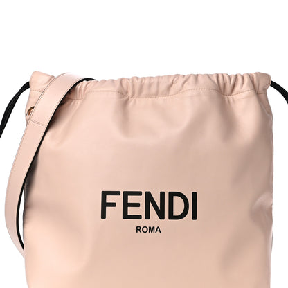 Fendi Soft Nappa Logo Medium Drawstring Pouch Bag Rosa Quarzo Black 8 of 11
