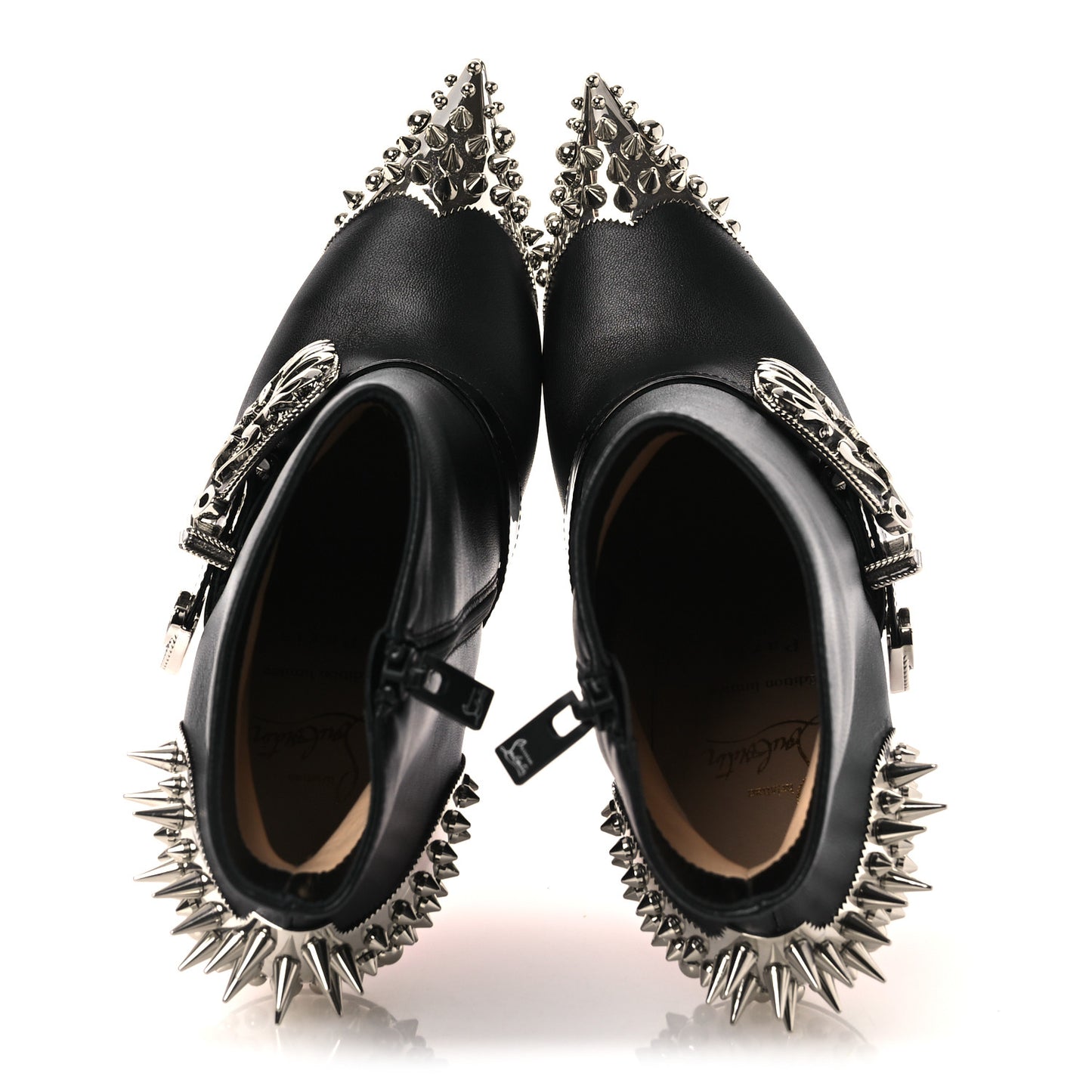 Calfskin Spiked Womenphis Pic Booty 100 Ankle Boots 38.5 Black
