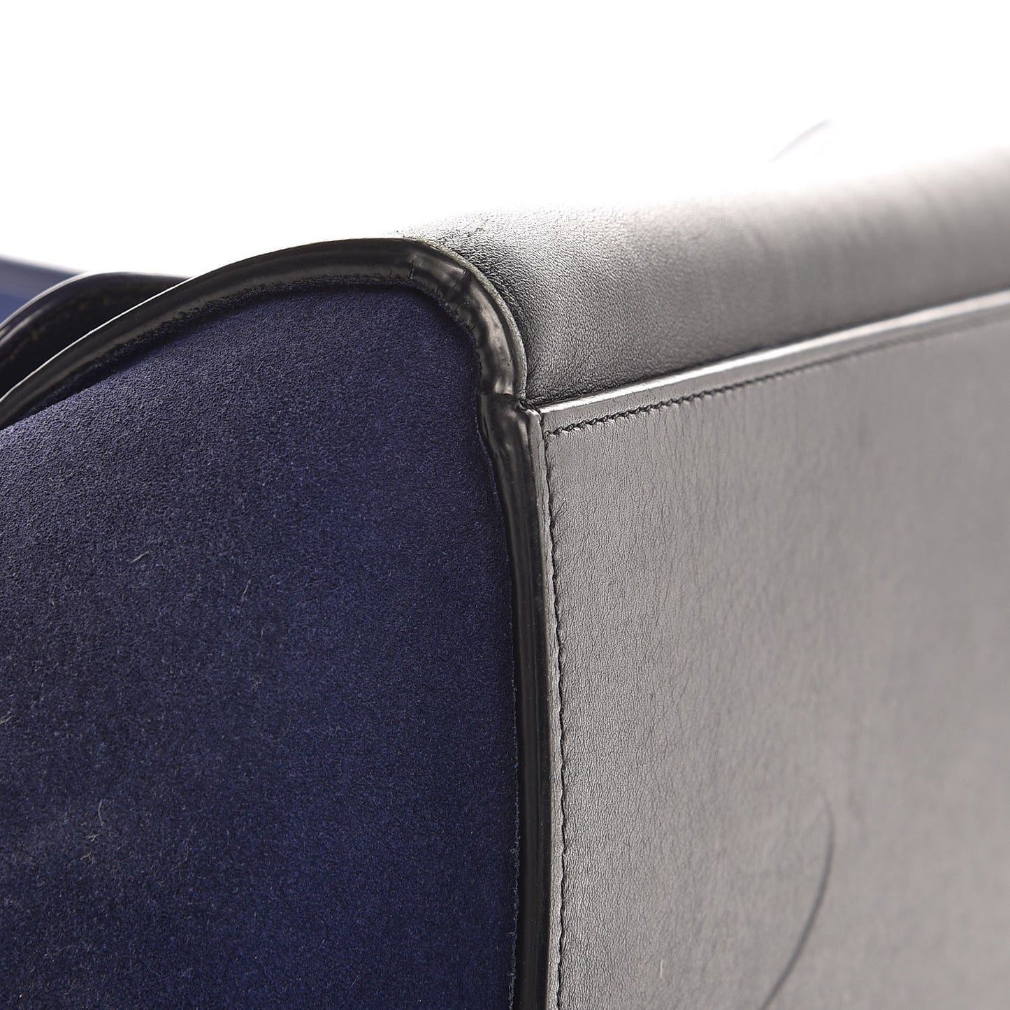 Smooth Calfskin Suede Small Tri-color Trapeze Cobalt