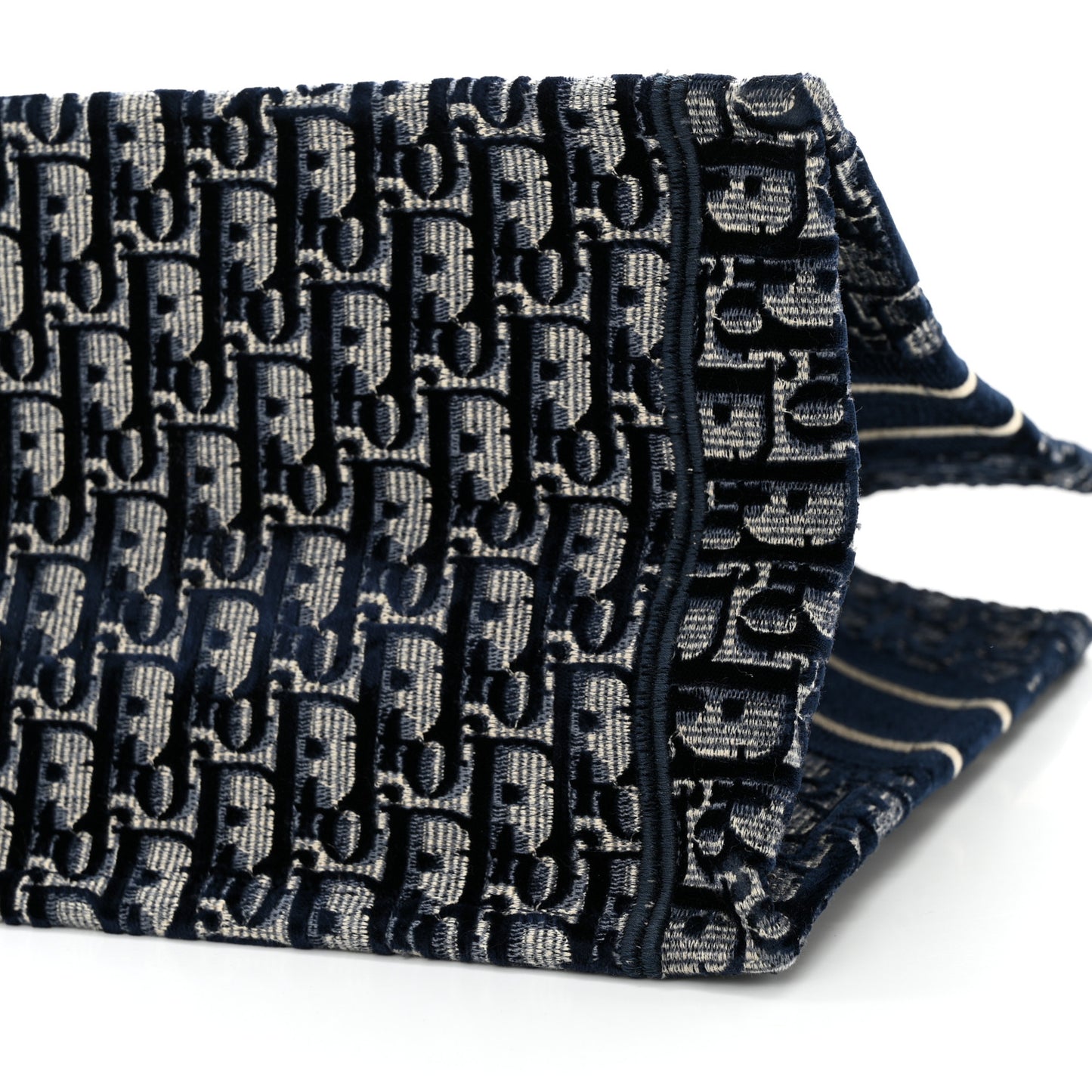 CHRISTIAN DIOR Oblique Velvet Medium Book Tote Blue Multicolor