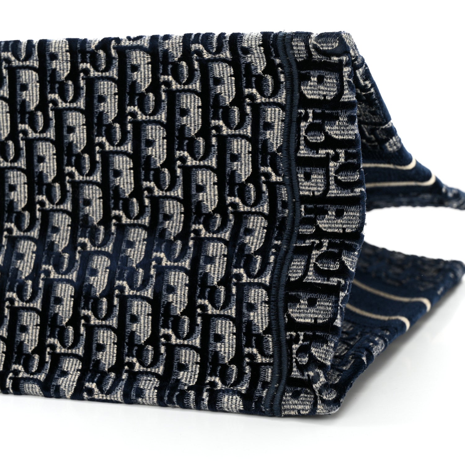 Christian Dior CHRISTIAN DIOR Oblique Velvet Medium Book Tote Blue Multicolor 10 of 12