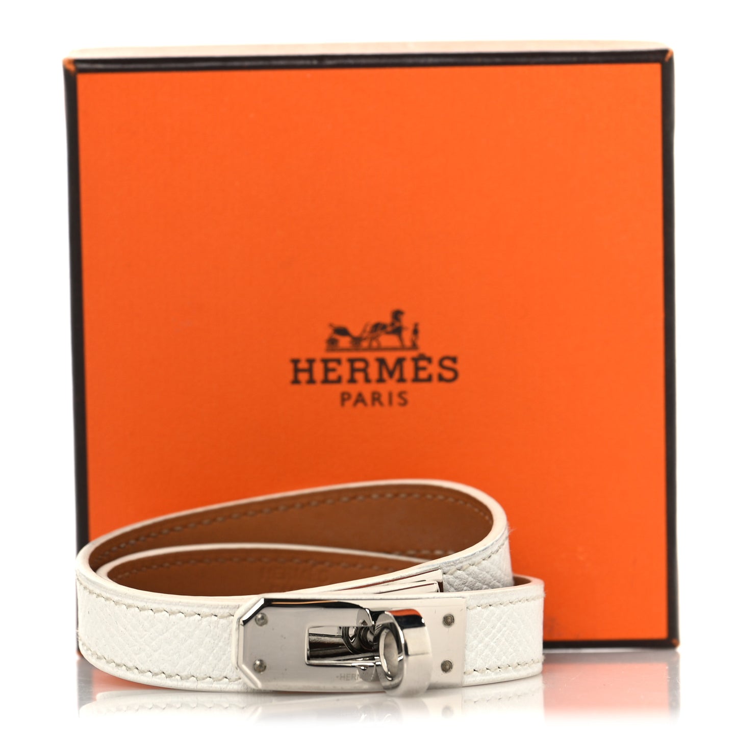 Epsom Kelly Double Tour Bracelet M White
