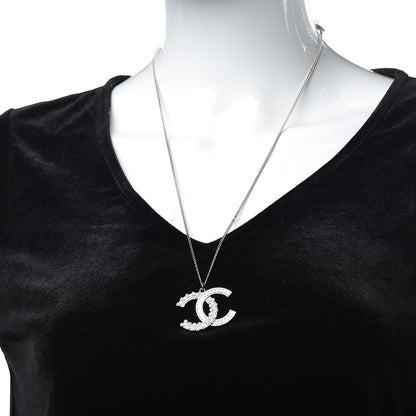 Chanel Baguette Crystal Large CC Necklace Silver 2 of 6