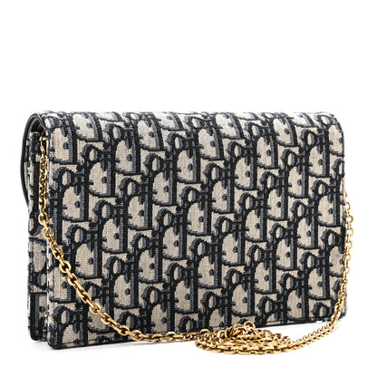 Christian Dior Oblique Saddle Chain Pouch Blue 3 of 9