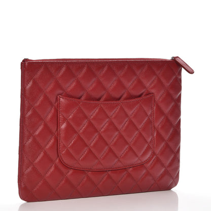 Chanel Caviar Quilted Medium Cosmetic Case Dark Red 3 of 8