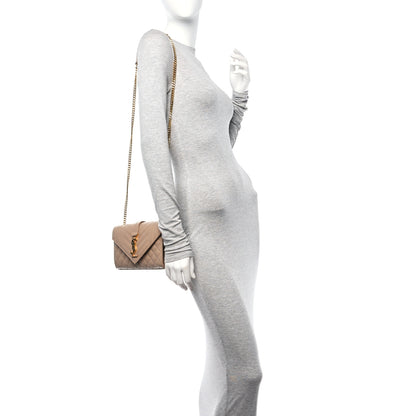 Saint Laurent Grain De Poudre Textured Mixed Matelasse Triquilt Small Monogram Satchel Dark Beige 2 of 10