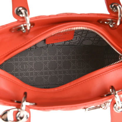 Christian Dior Lambskin Cannage Medium Lady Dior Coral 4 of 10