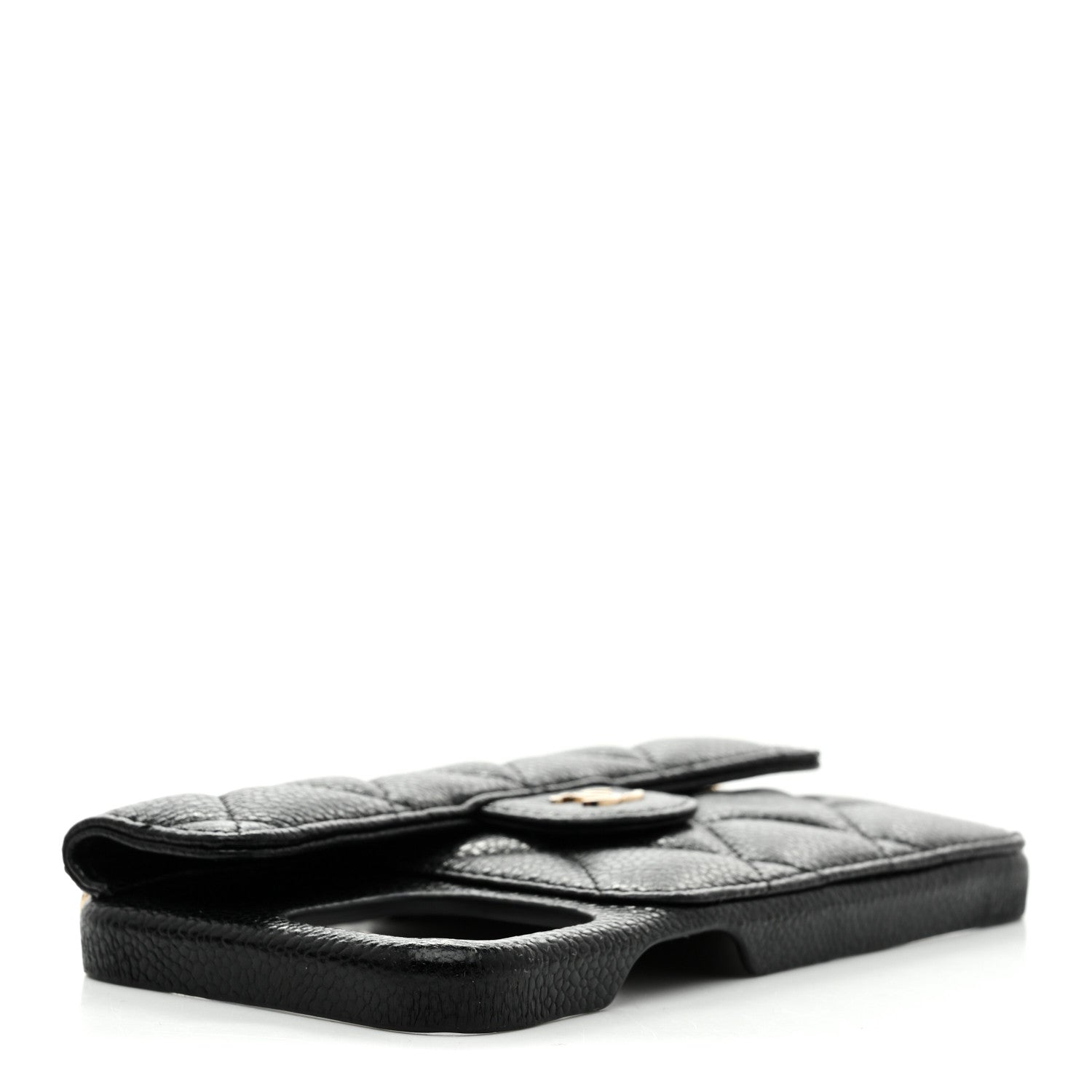 Chanel Caviar Quilted Pearl Crush iPhone XII Pro Max Holder With Chain Black 4 of 10