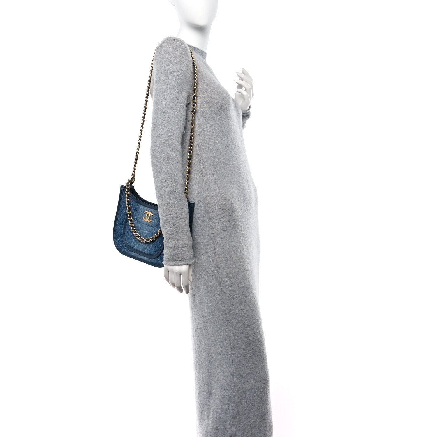 Chanel Washed Denim Quilted Hobo Blue 2 of 10